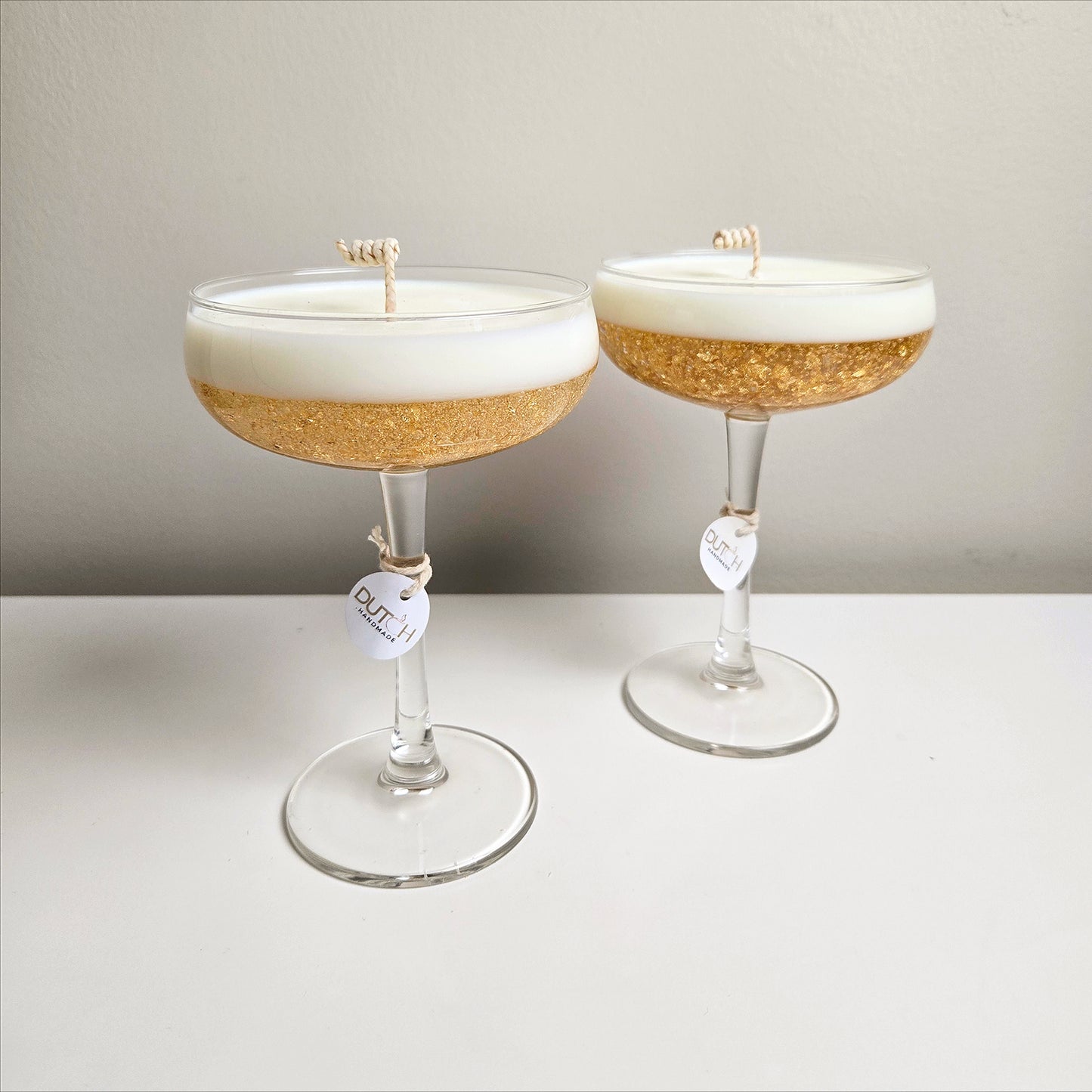 Cocktail kaarsen - Glitter Champagne - set van 2