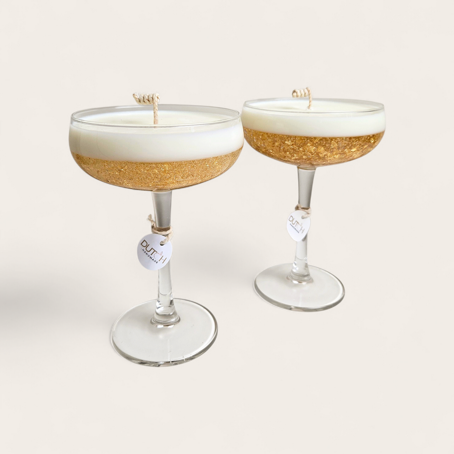 Cocktail kaarsen - Glitter Champagne - set van 2