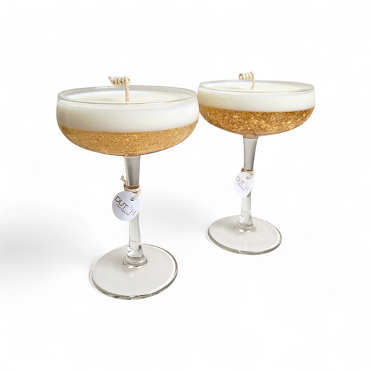 Cocktail kaarsen - Glitter Champagne - set van 2