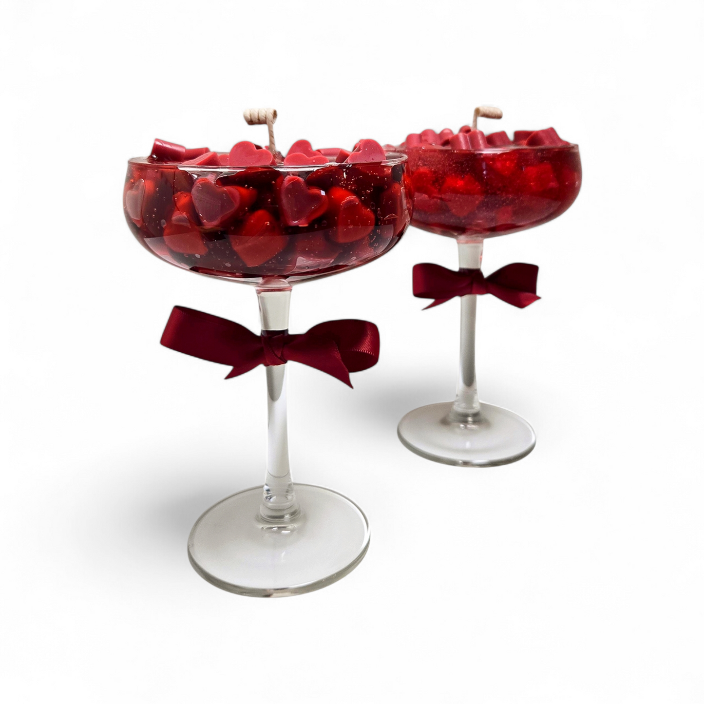 Cocktail Kaarsen - Warm Red Heart – set van 2