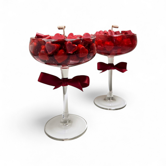 Cocktail Kaarsen - Warm Red Heart – set van 2